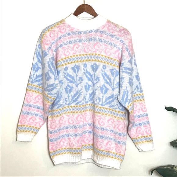 Vintage LA VENTURE Pastel Pattern Knit Sweater - Picture 2 of 5